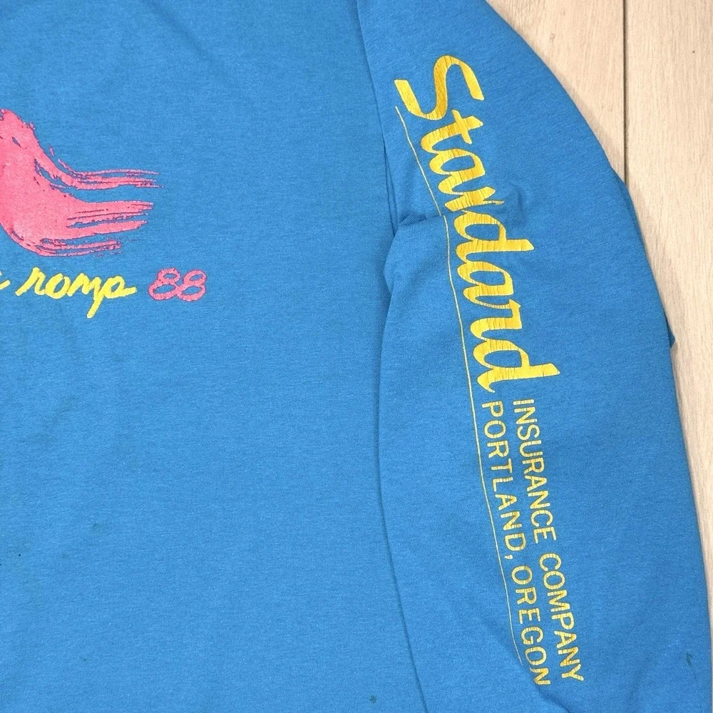VTG 1988 River Romp Trashed Insurance Portland OR Tee Jay Heft-T L/S Shirt‎ XL